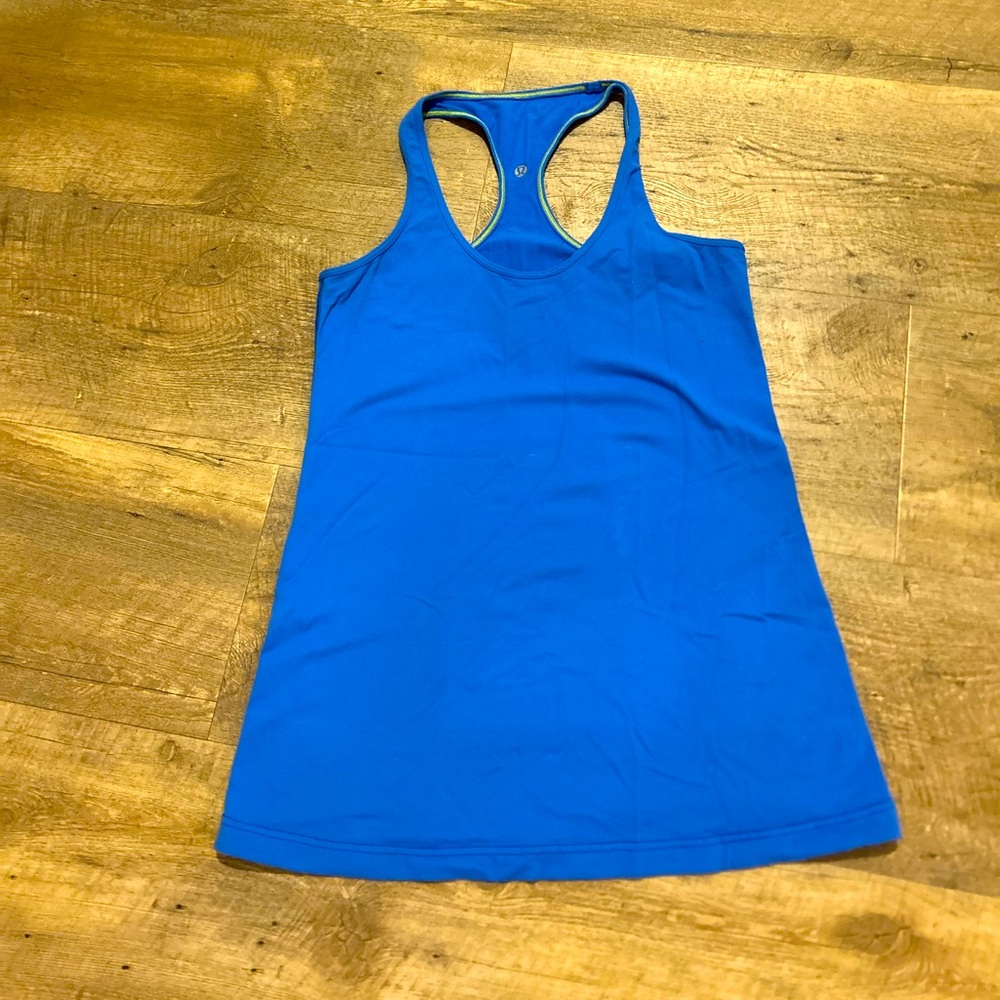 💙 Lululemon Classic Razorback Tank | Size 10 | Bright Blue w/ Lime Stitching
